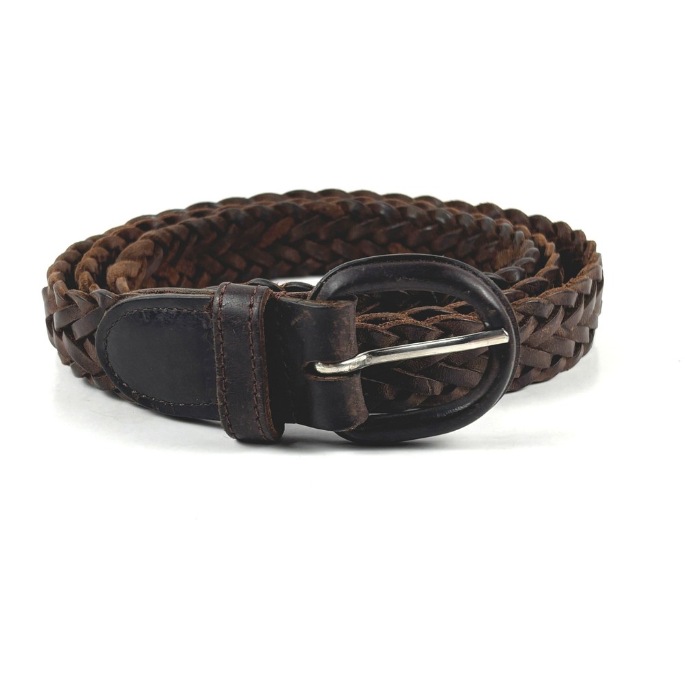 Braided Belt Mens 38 Brown Woven Leather Made in Argentina‎ Equestrian Preppy